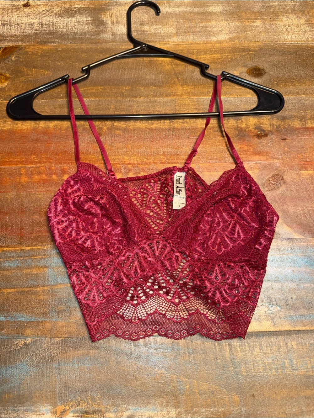 Lace Longline Bandeau Bralette - Burgundy